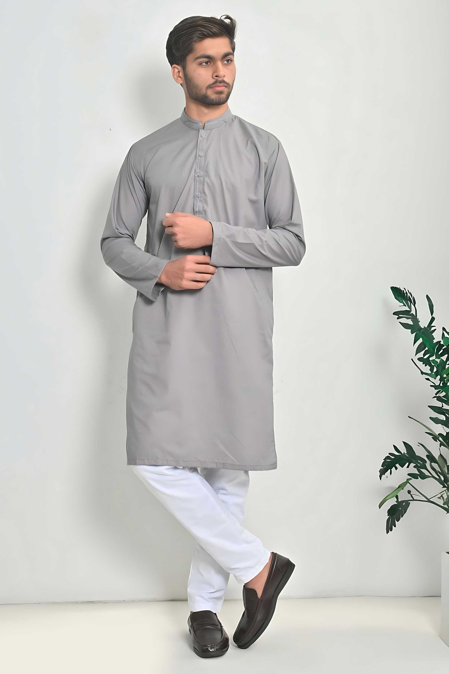 Hud Hud Men's Lokeren Mandarin Collar Stitched Kurta Men's Kurta MHJ