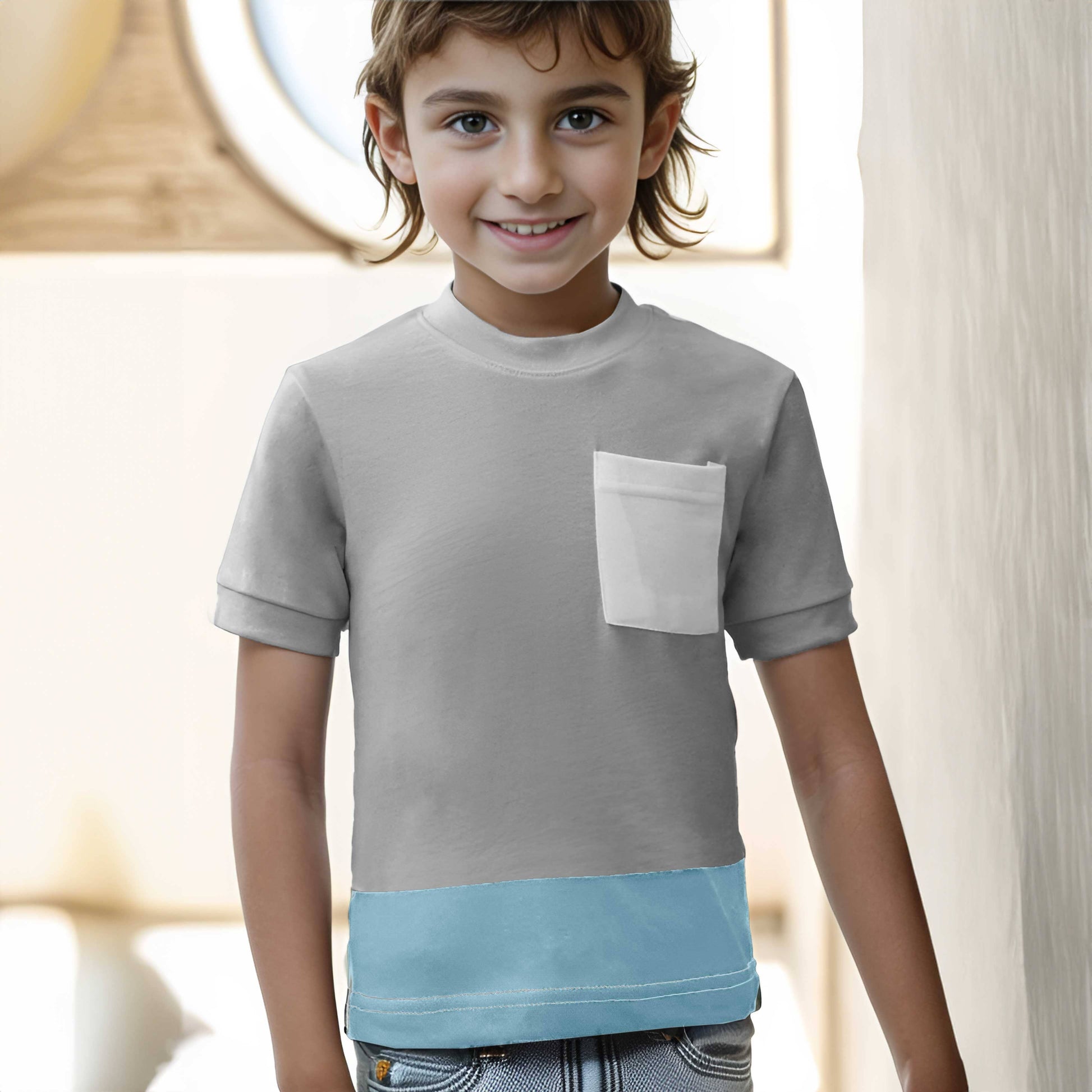 Polo Republica Kid's Contrast Pocket Panel Tee Shirt Kid's Tee Shirt Polo Republica Stealth Grey 2-3 Years 