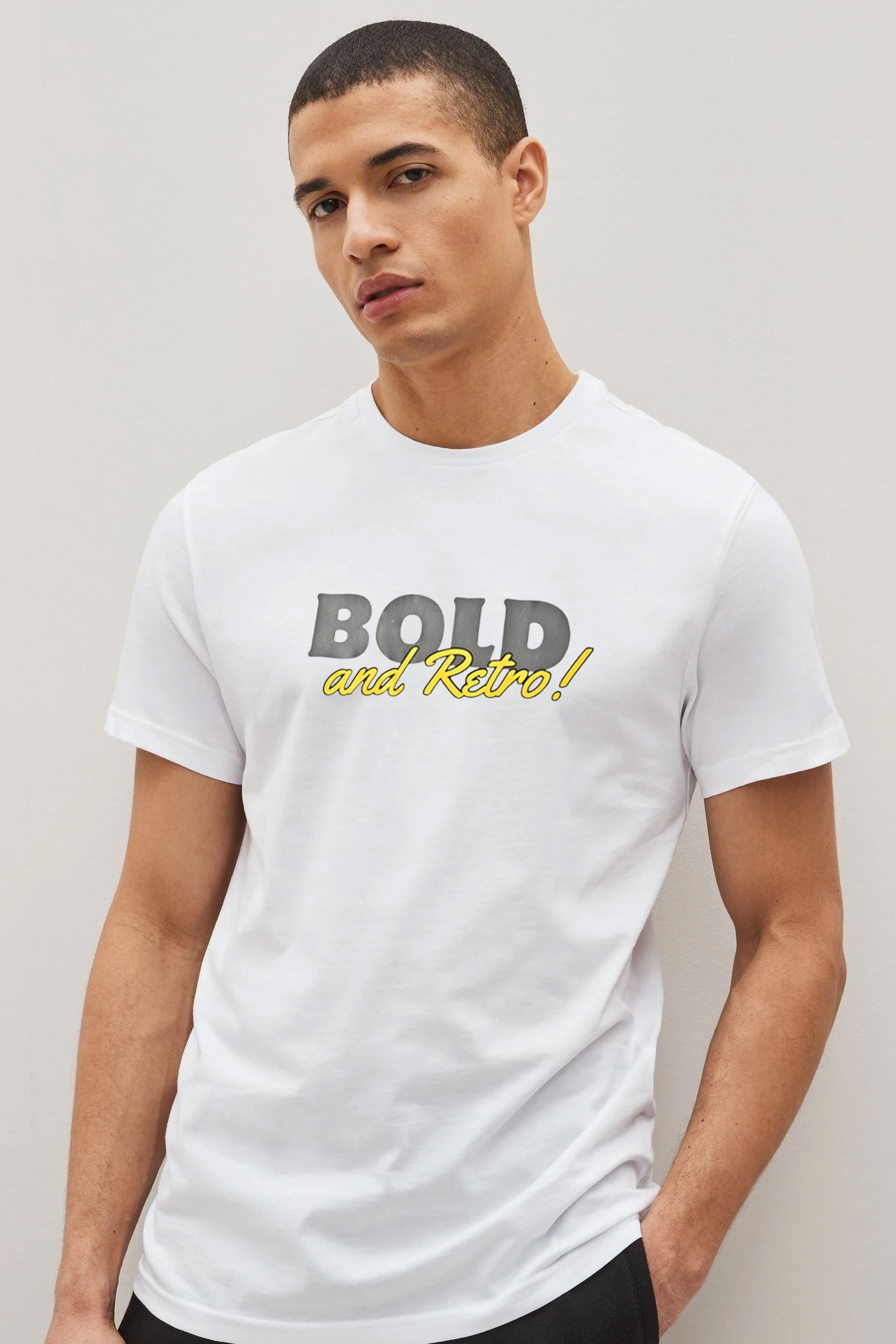 Men's Bold And Retro Printed Crew Neck Tee Shirt