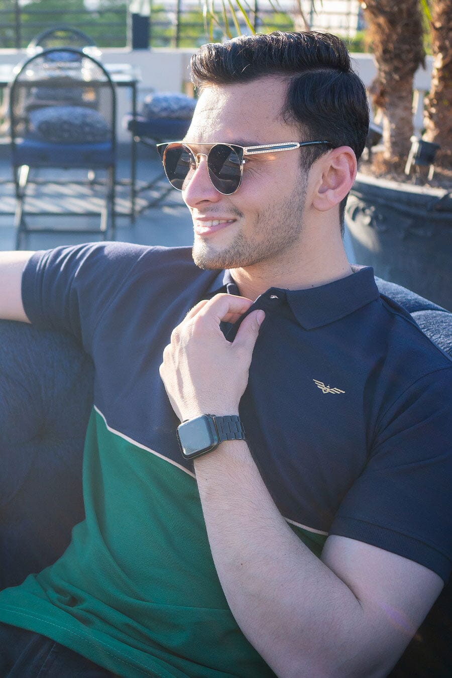 Eternity Men's Logo Embroidered Contrast Design Premium Polo Shirt Men's Polo Shirt ETY