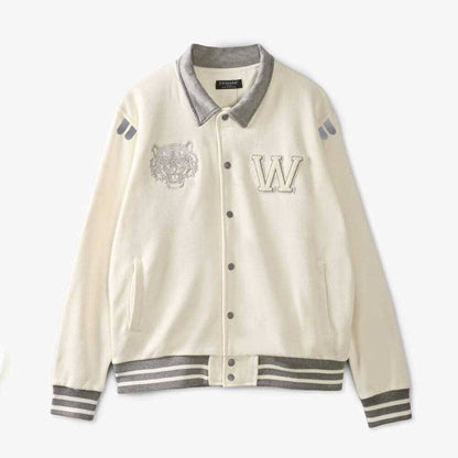 Primark Unisex Tiger Embroidered Baseball Varsity Fleece Jacket Men's Jacket HAS Apparel 