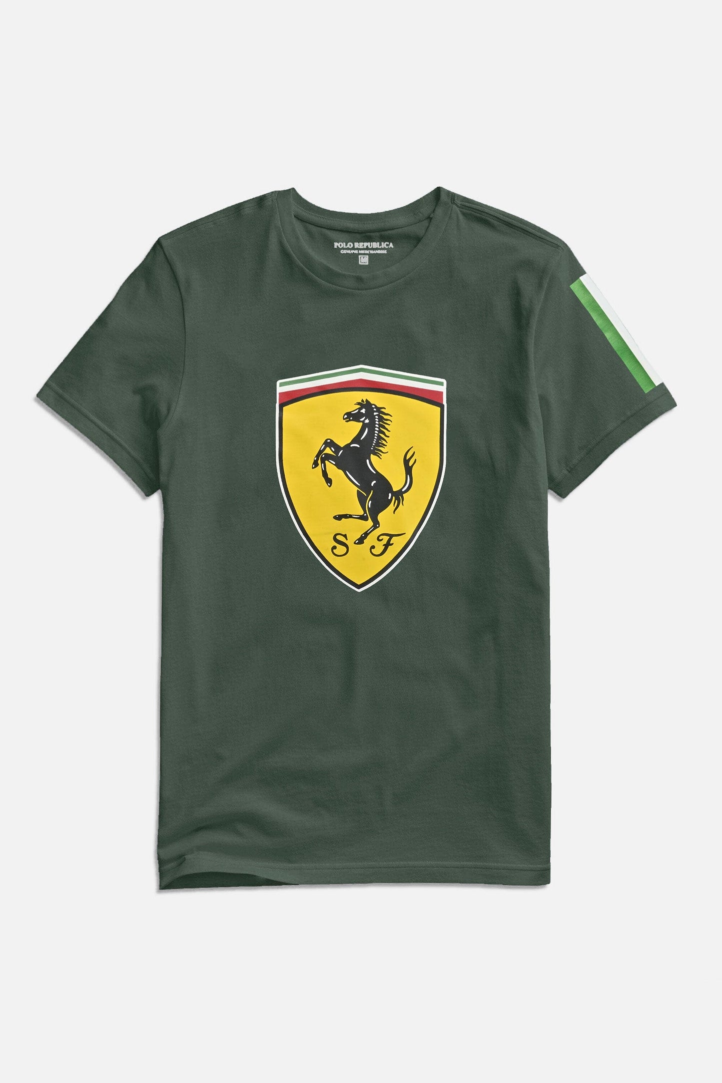 Polo Republica Men's PakWheels Ferrari Printed Crew Neck Tee Shirt Men's Tee Shirt Polo Republica