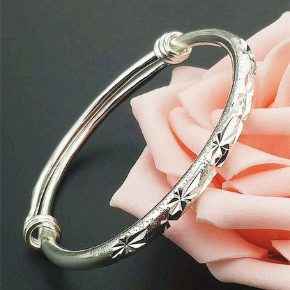 Women's Flower Imitation Silver Adjustable Bracelet