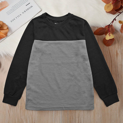 CD Kid's Contrast Style Long Sleeve Thermal Minor Fault Sweat Shirt Kid's Sweat Shirt Syed Adeel Zafar Black & Grey 2T 
