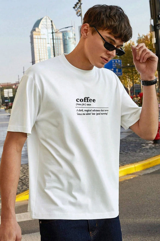 Yurek Men's Coffee Printed Crew Neck Minor Fault Tee Shirt