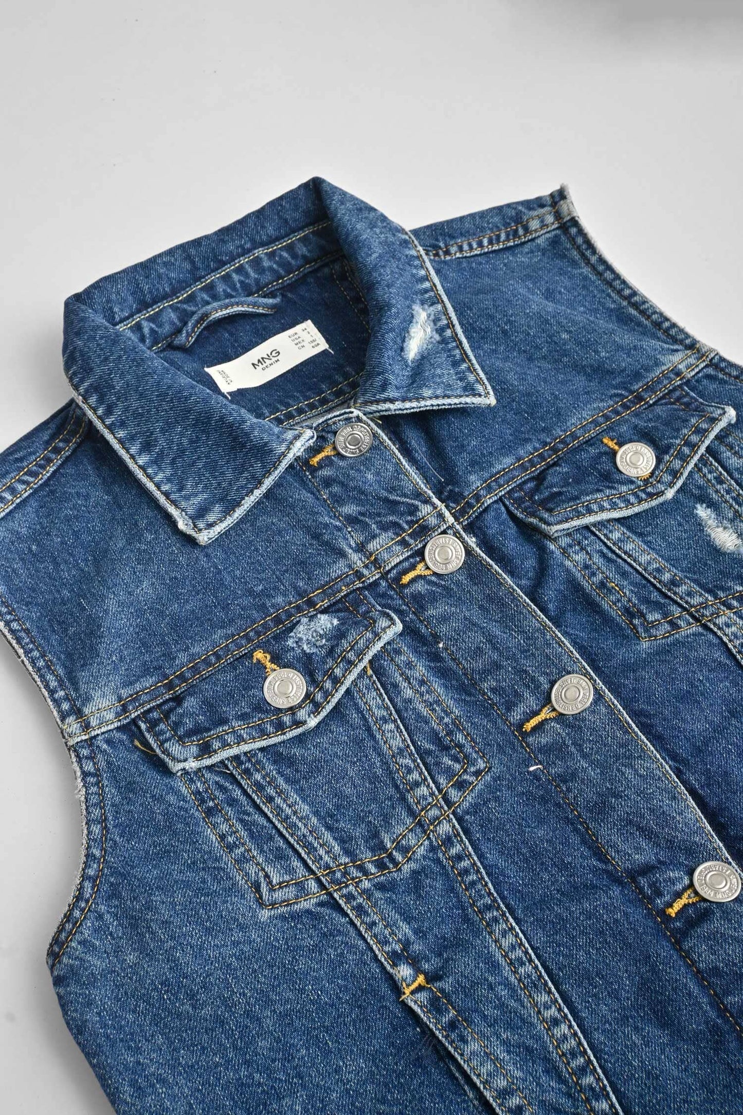 MNG Women's Sleeveless Distressed Denim Jacket Women's Jacket SNR