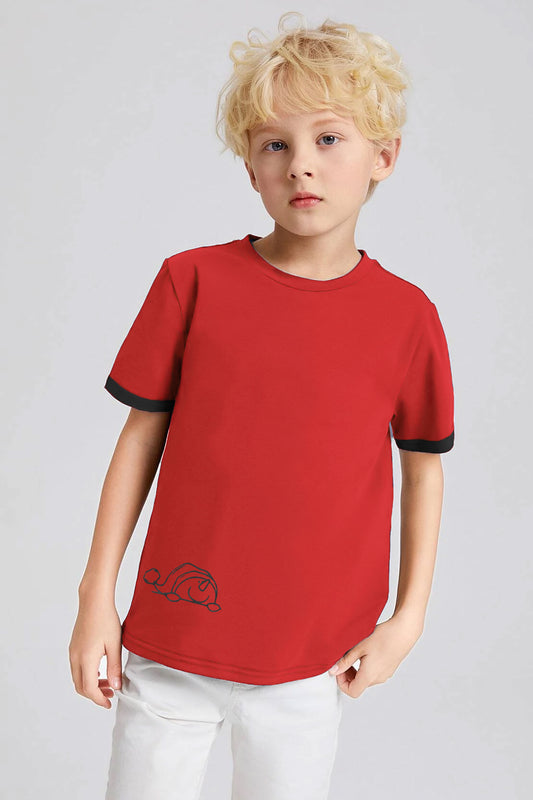 Polo Republica Boy's Contrast Sleeve Turtle Printed Minor Fault Tee Shirt