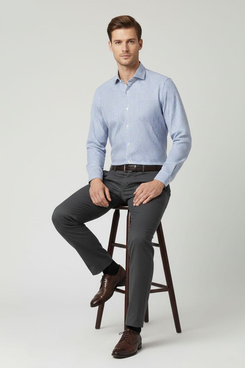 Eternity Men's Striped Slim Fit Formal Shirt