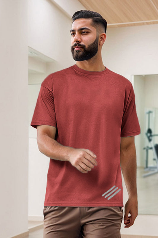 Men's Diagonal Printed Activewear Crew Neck Minor Fault Tee Shirt