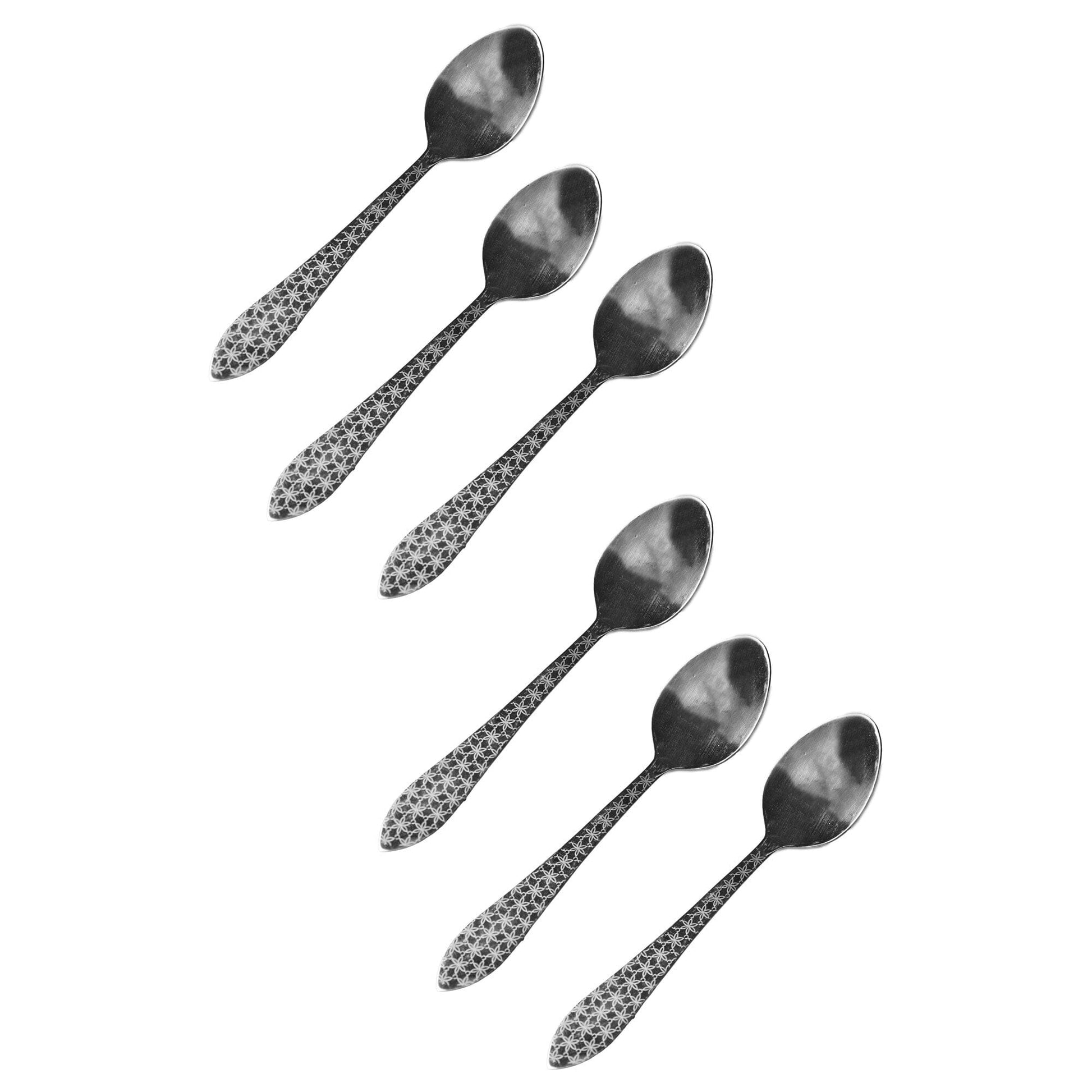 Home Care Printed Design Stainless Steel Rice Spoons - Pack Of 6 Kitchen Accessories RAM D1 
