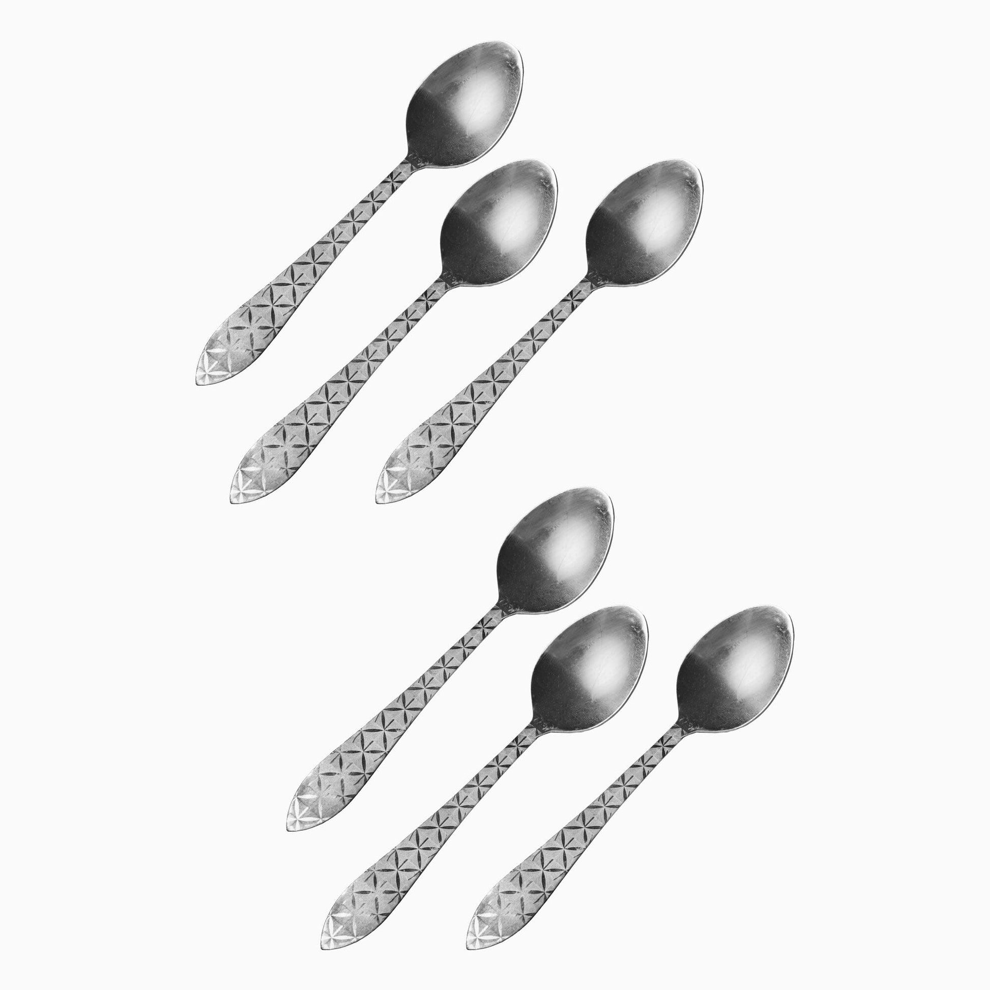 Home Care Printed Design Stainless Steel Rice Spoons - Pack Of 6 Kitchen Accessories RAM D2 