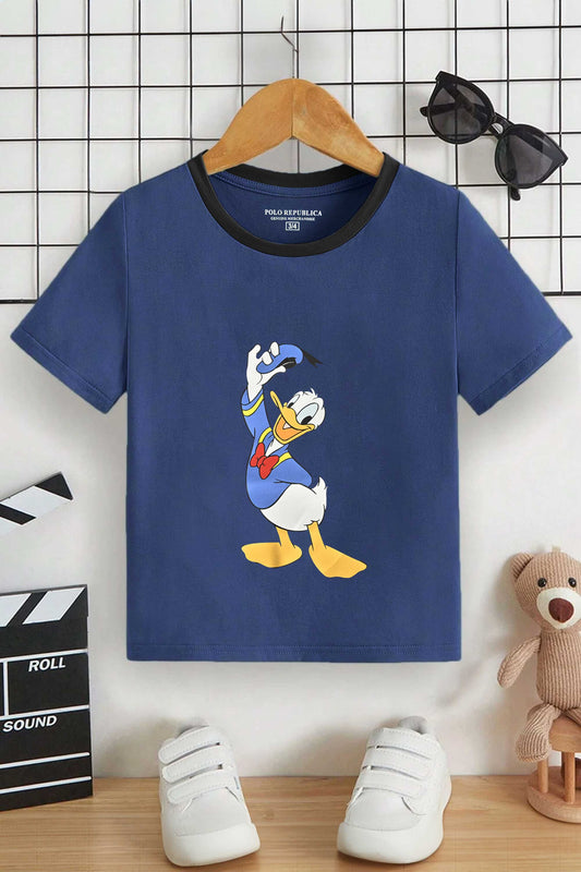 Polo Republica Kid's Donald Duck Printed Contrast Neck Tee Shirt