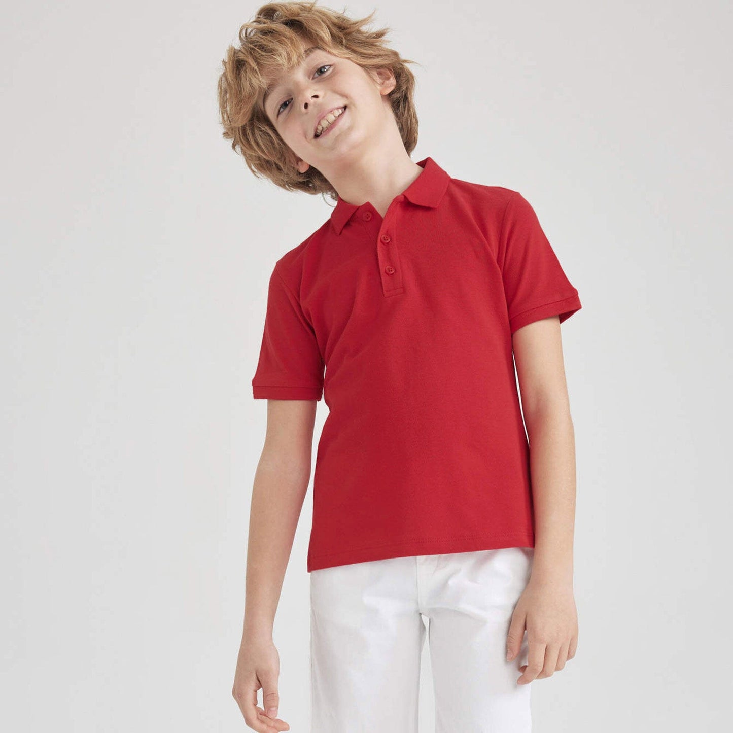Class Time Boy's Short Sleeve Pique Polo Shirt Red