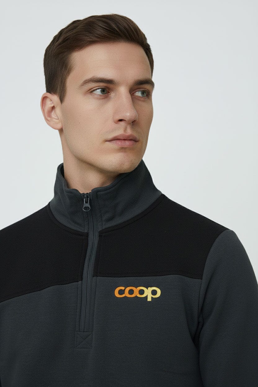 Cut Label Men's Embroidered Quarter Zipper Sweatshirt