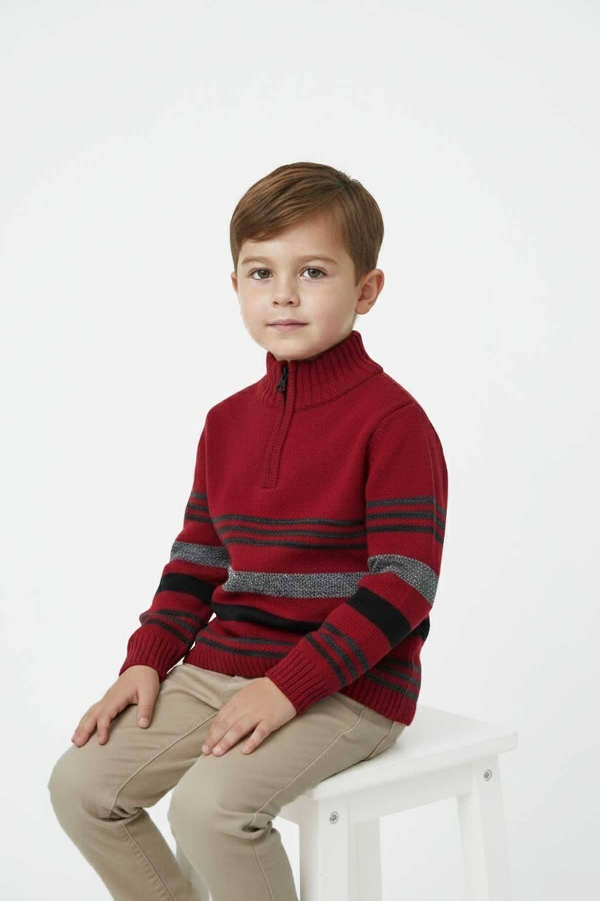 Yes Mom Boy's Quarter Zipper Knitted Sweater