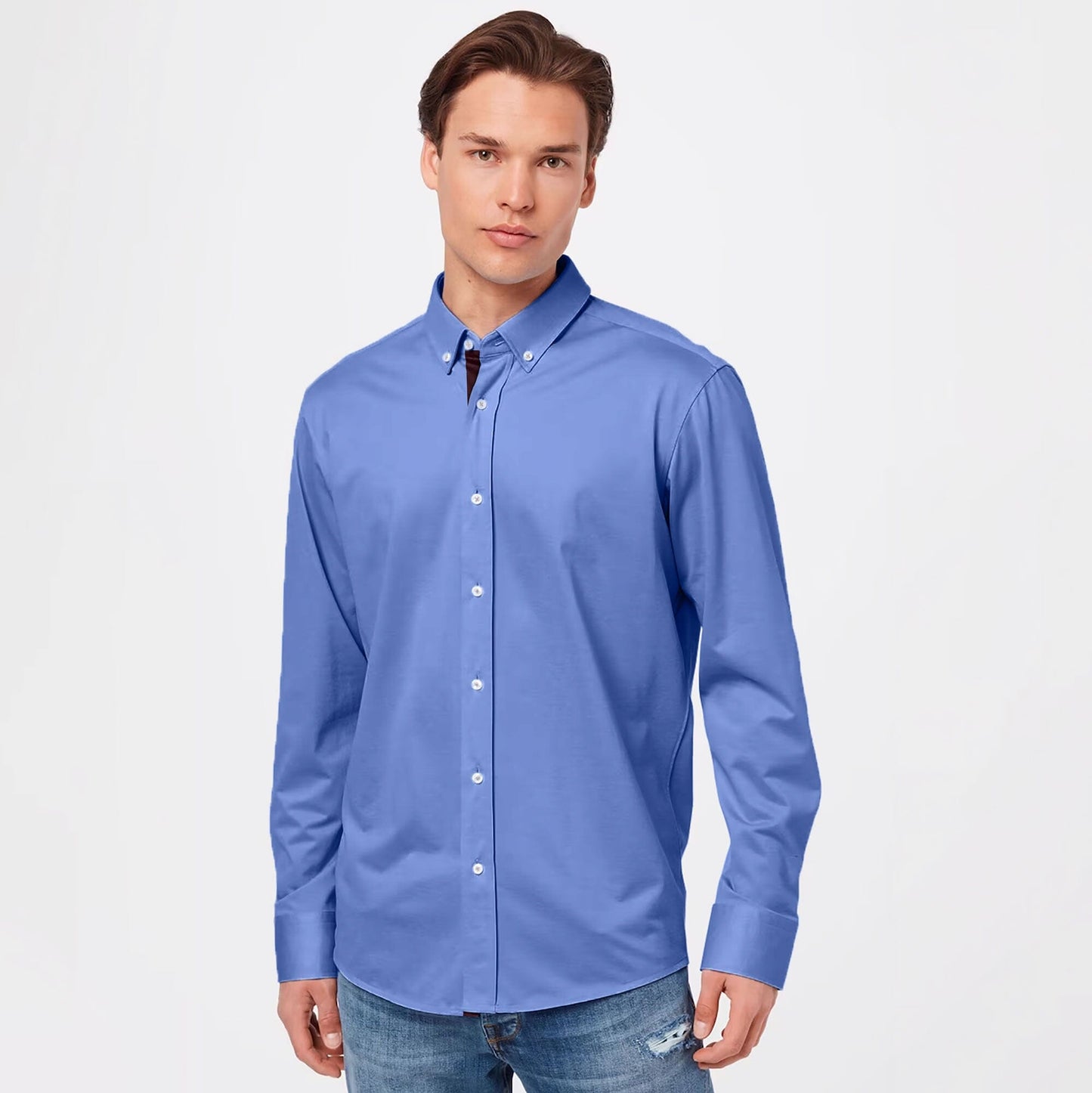 Eternity Men's Formal Button Down Dress Shirt Men's Casual Shirt ETY Powder Blue S (15) 