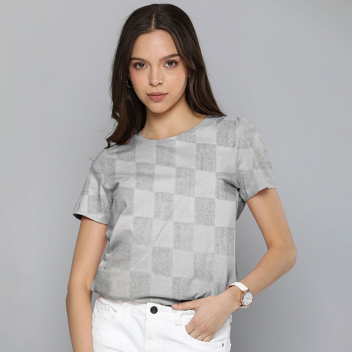 Max 21 Women's Bilbeis Design Short Sleeve Tee Shirt Women's Tee Shirt SZK Grey S 