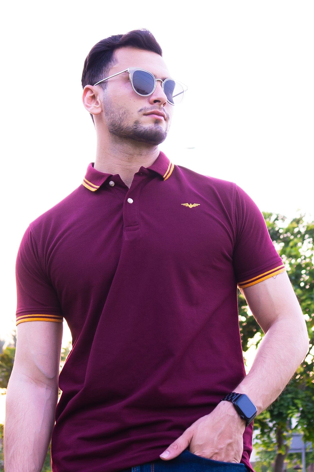 Eternity Men's Logo Embroidered Tipped Collar Design Premium Polo Shirt Men's Polo Shirt ETY