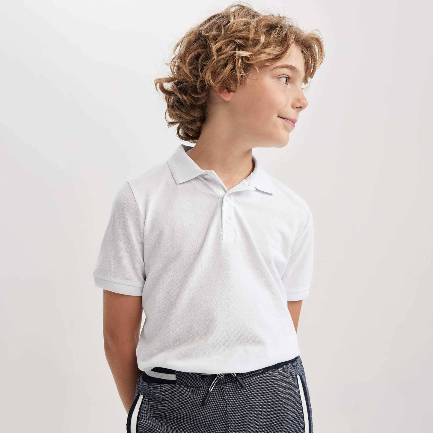 Class Time Boy's Short Sleeve Pique Polo Shirt White