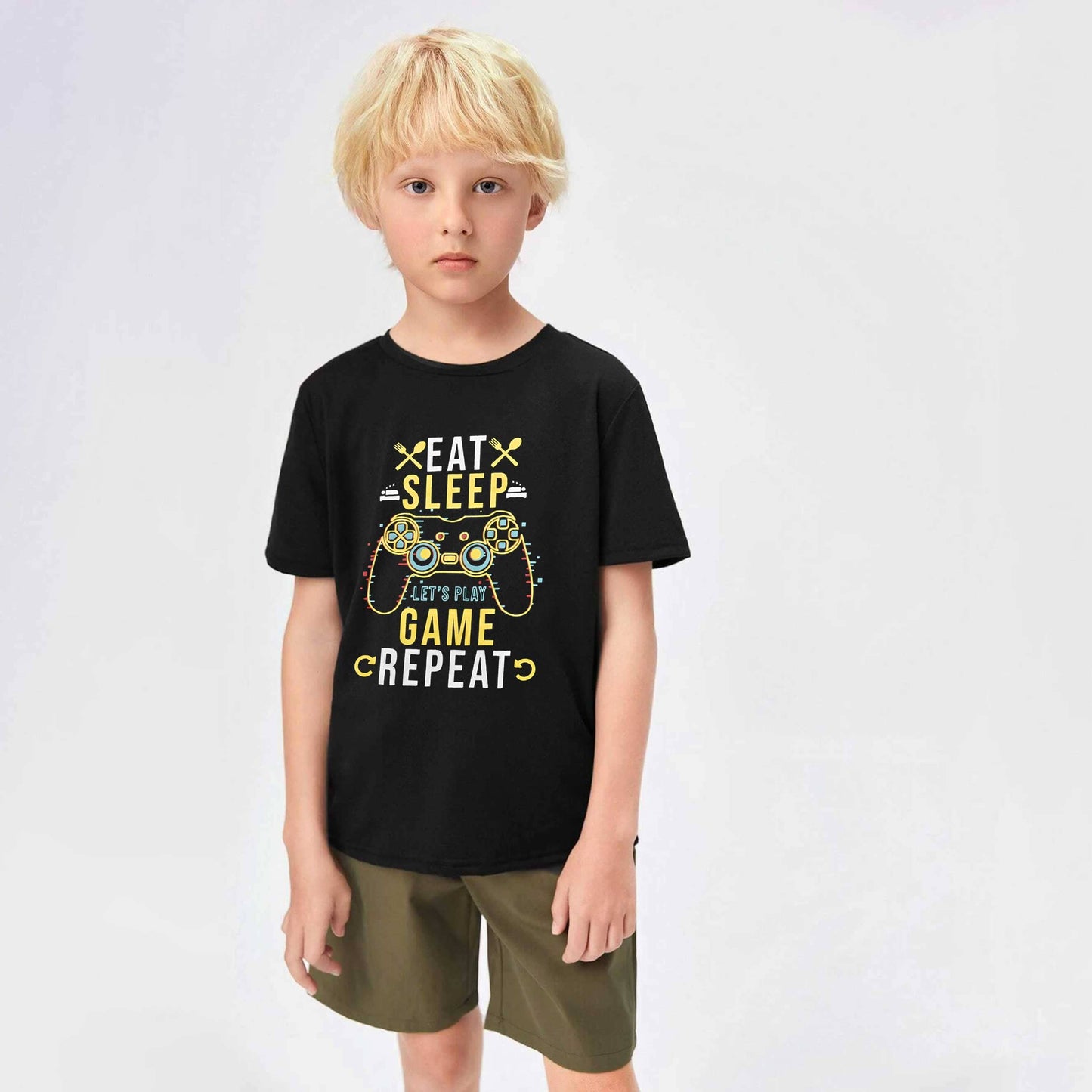 Polo Republica Boy's Eat Sleep Printed Tee Shirt Boy's Tee Shirt Polo Republica Black 1-2 Years 