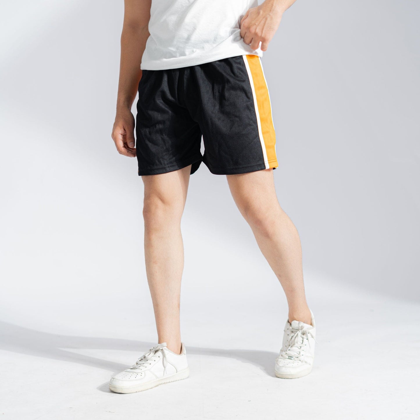 Falcon Men's Activewear Side Panel Shorts Men's Shorts HAS Apparel Black & Orange XS 