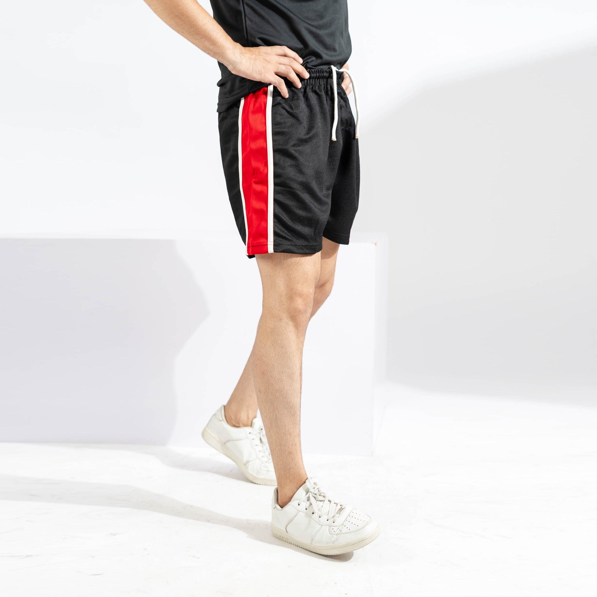 Falcon Men's Activewear Side Panel Shorts Men's Shorts HAS Apparel Black & Red XS 