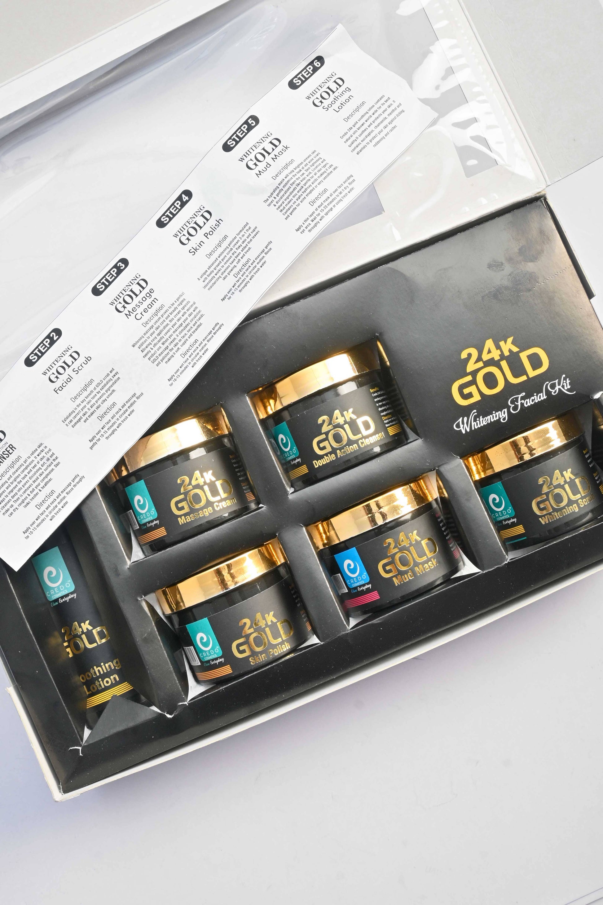 Credo 24 k Gold Whitening Skin Polish & Facial Kit - Pack Of 6 Health & Beauty Credo Cosmetics 