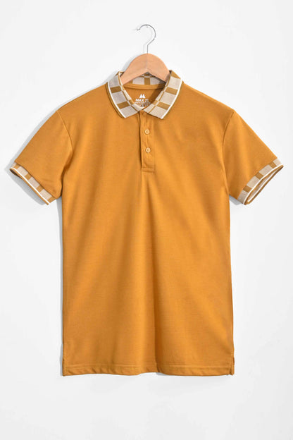 Max 21 Men's Check Collar Design Polo Shirt Men's Tee Shirt SZK 