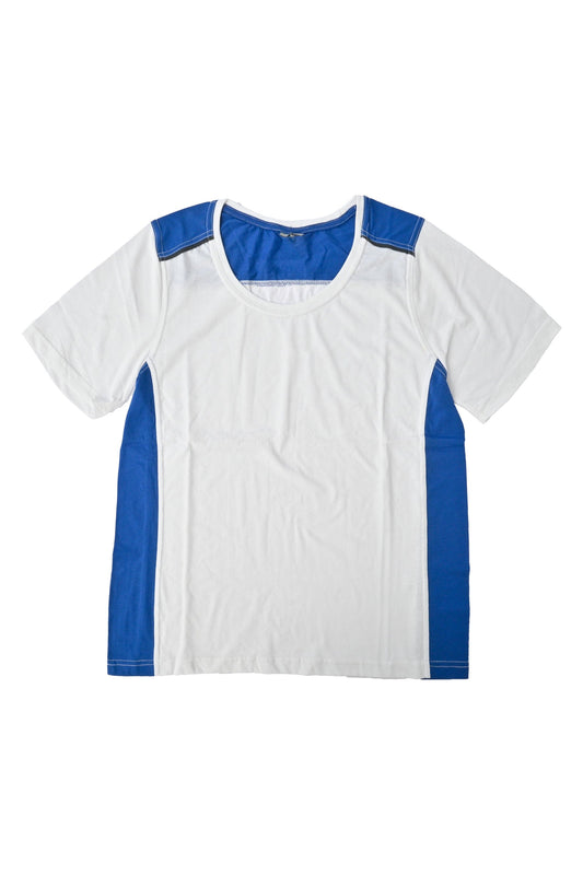 Cut Label Women's Contrast Shoulder Crew Neck Tee Shirt Women's Tee Shirt Shazil Enterprise White & Royal XS 