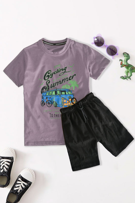 Epic Kid's Summer Cycling Printed Tee Shirt & Shorts Set