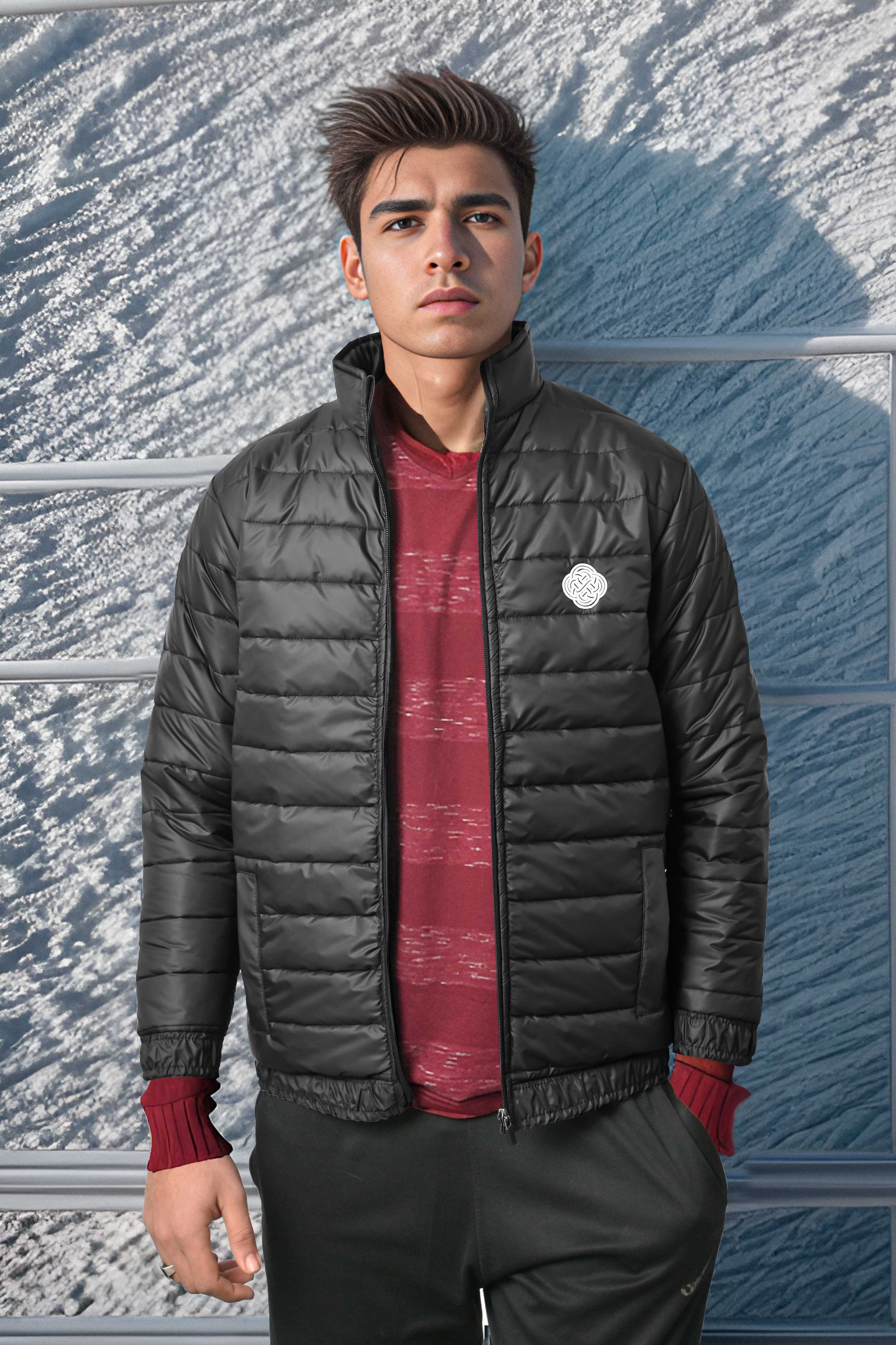 Burnt Soul Men's Logo Embroidered Long Sleeve Puffer Jacket elo