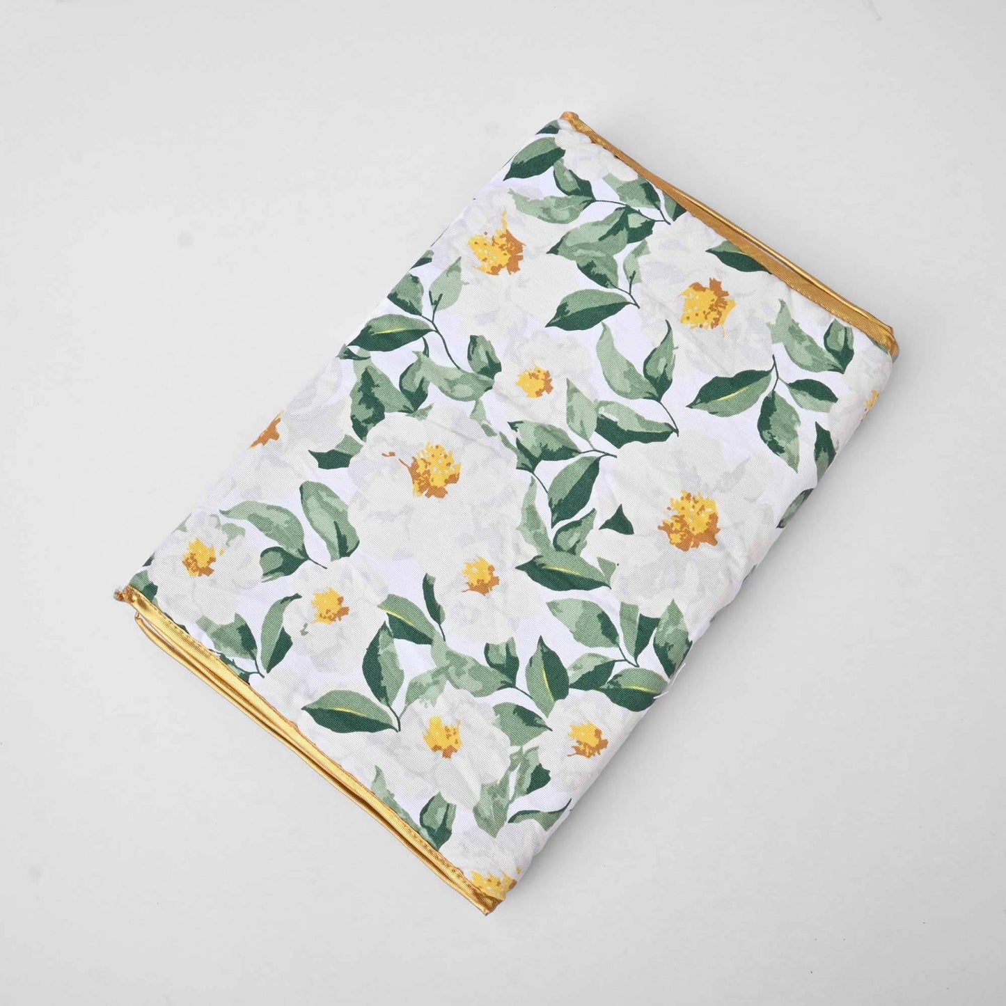 Floral Printed Microwave-Oven Quilted Cover Home Decor De Artistic Off White & Green 34x13