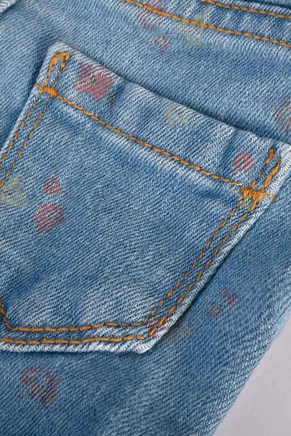 Girl's Floral Printed Denim Shorts