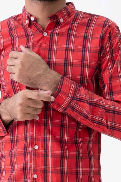 R2F Men's Plaid Button Down Casual Shirt