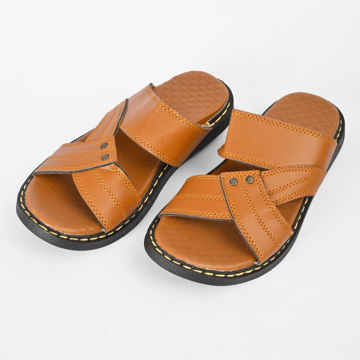 MR Men's Haderslev Padded Sole PU Leather Chappal Men's Shoes SNAN Traders Mustard EUR 39