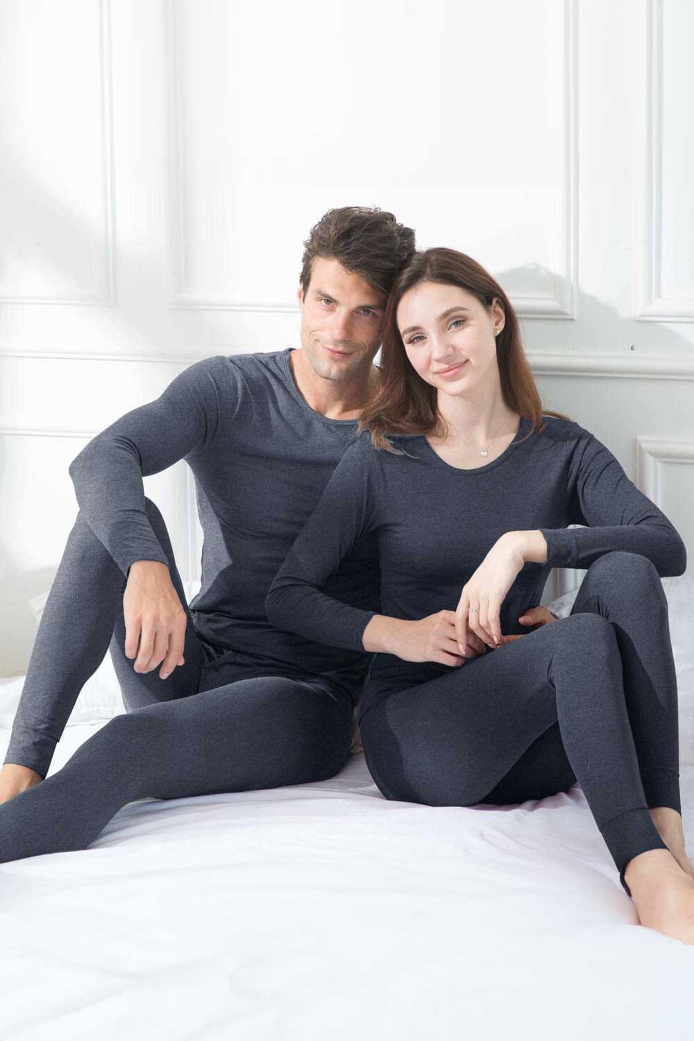 Men's Fleece-Lined Thermal Underwear Set, Pure Cotton, Thick