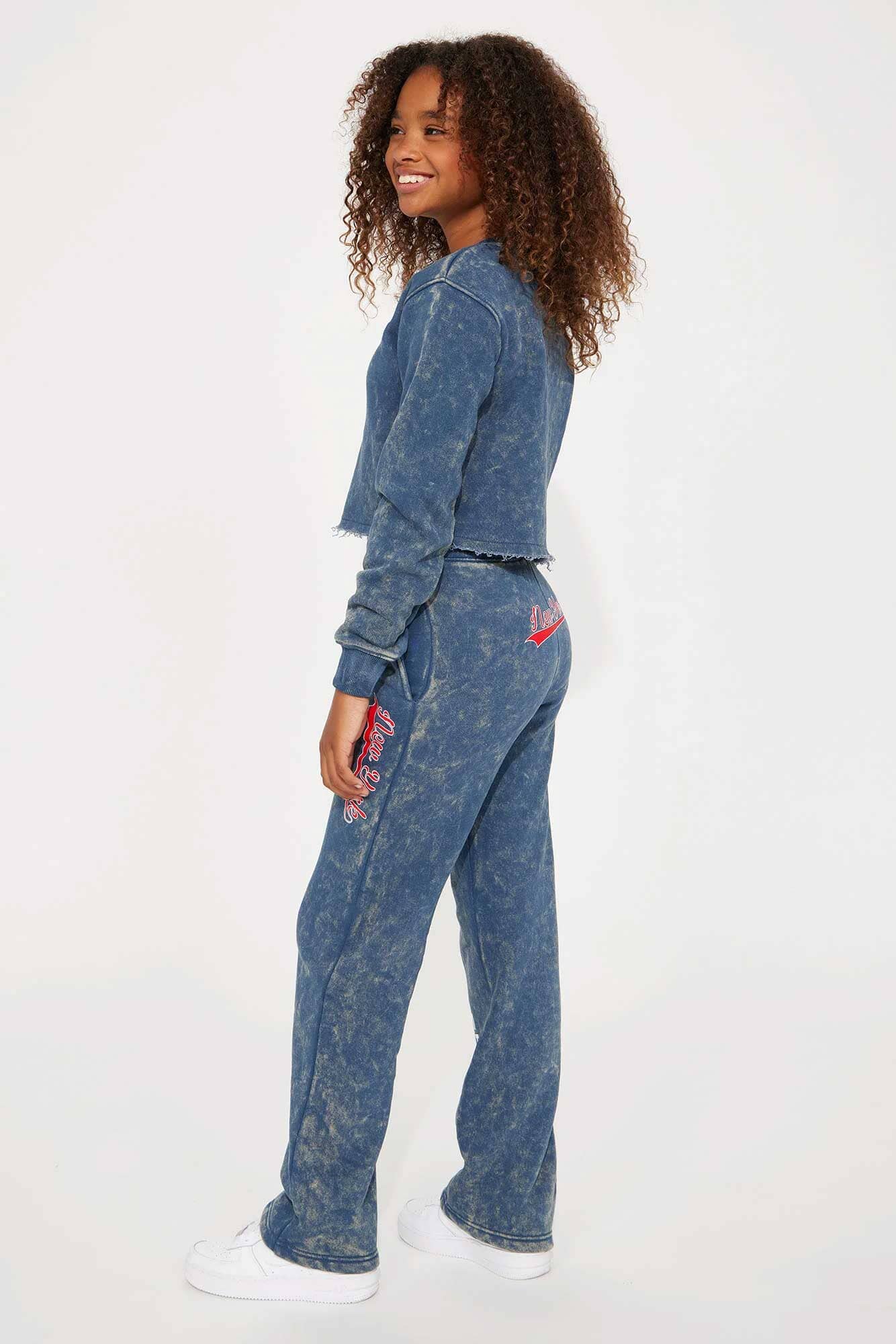 NK Girl's Acid Wash Crop Top Sweatshirt