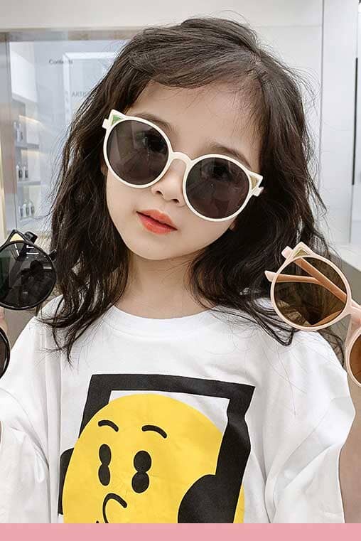 Kid's Anti-UV Kitten Ear Shape Round Sunglasses