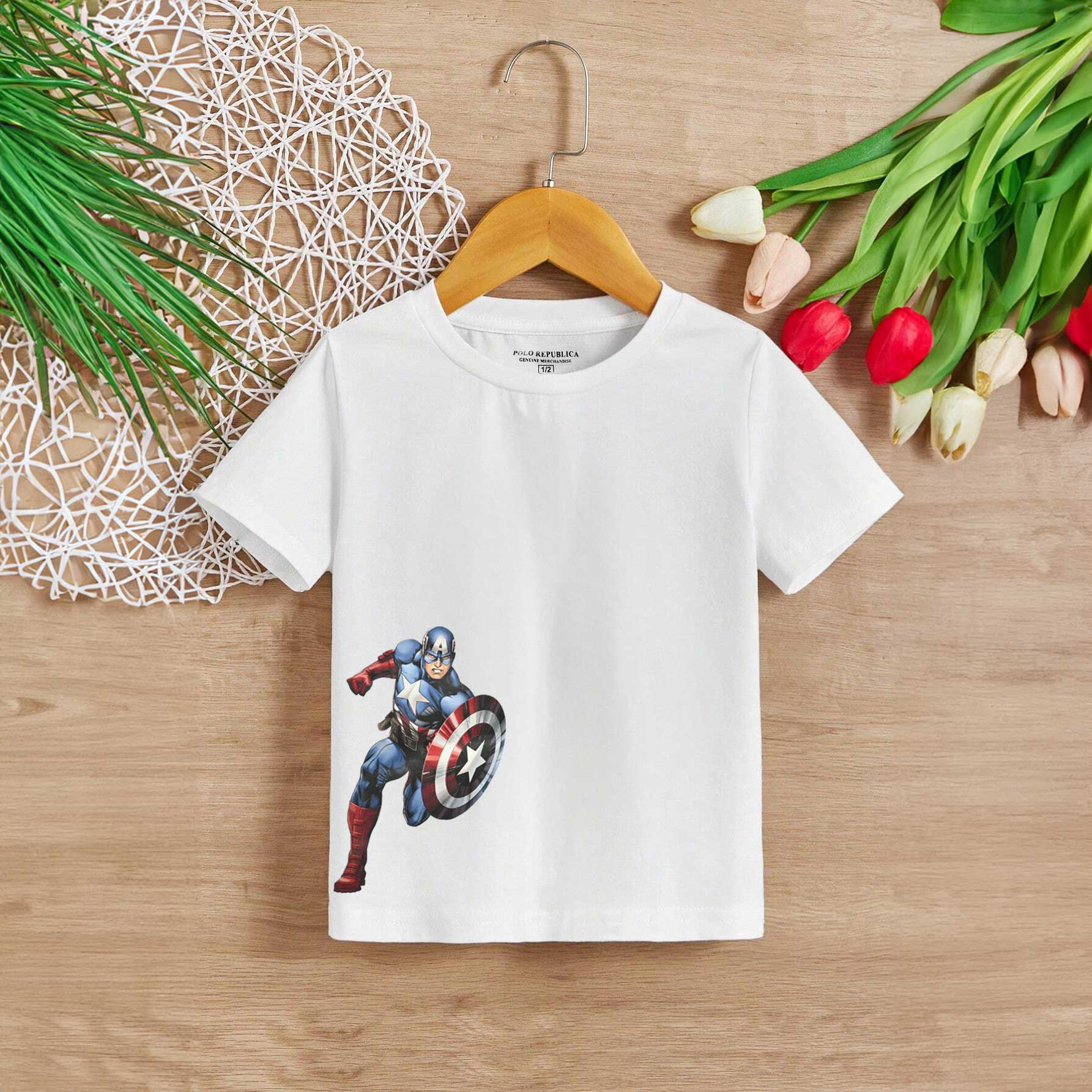 Polo Republica Boy's Captain America Printed Tee Shirt