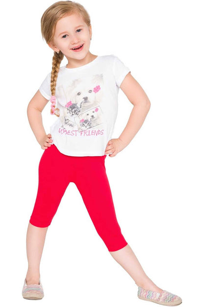 T2 Kid's Solid Design Capri Tights Girl's Trousers First Choice 