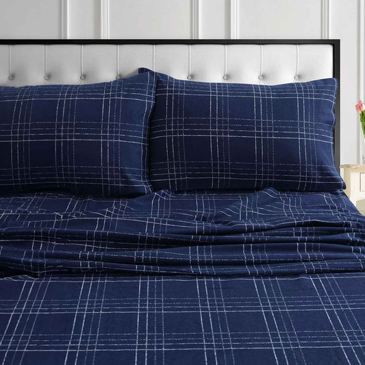 Tribeca Living Premium Flannel Bed Set-Pack of 4 pcs Bed Sheet MB Traders 