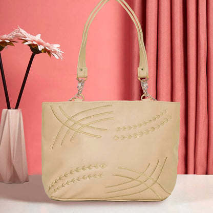 Women's Vatutine Embroidered Design Leather Shoulder/Hand Bag bag SNAN Traders Beige 