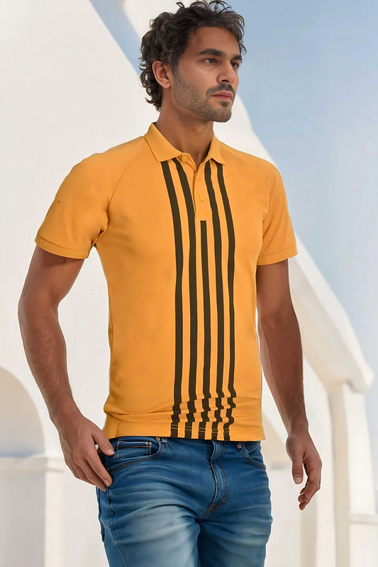 Max 21 Men's Five Stripes Printed Polo Shirt