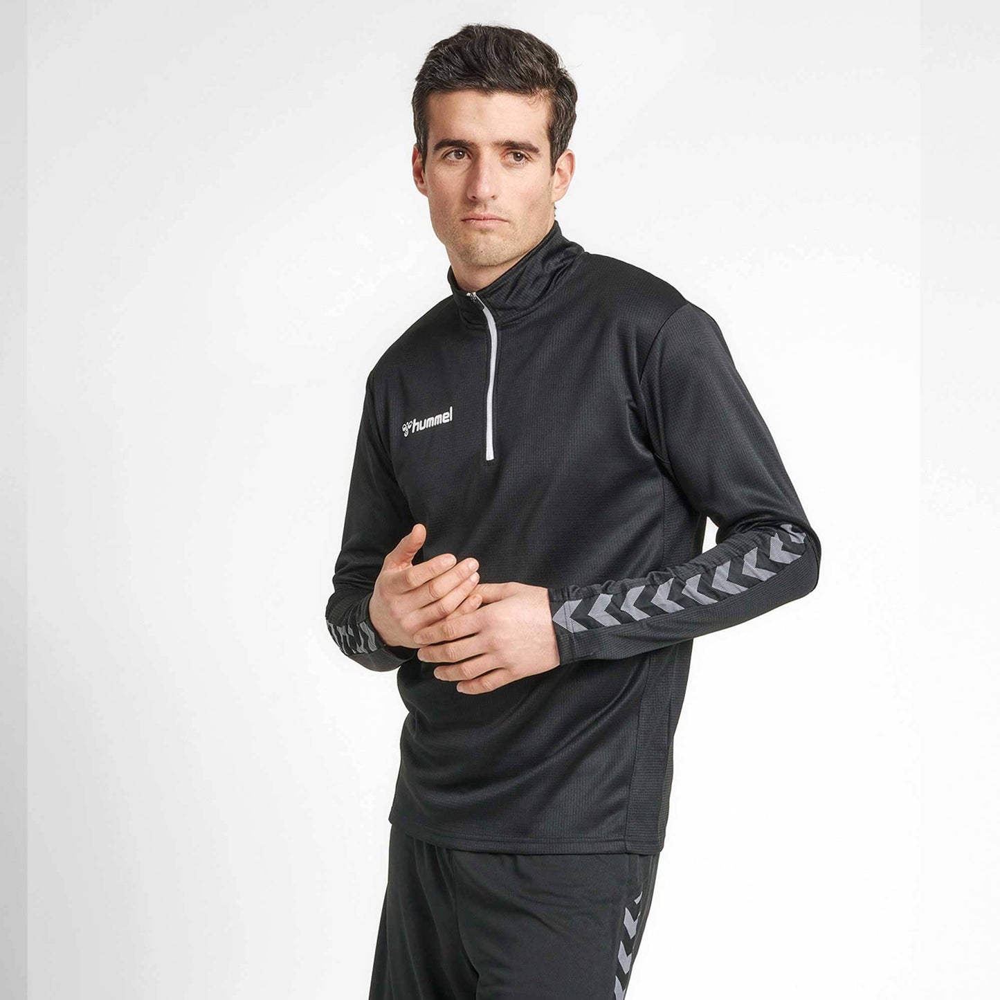 Hummel Men's Arrow Panel Activewear Quarter Zipper Jacket Men's Jacket HAS Apparel Black XS