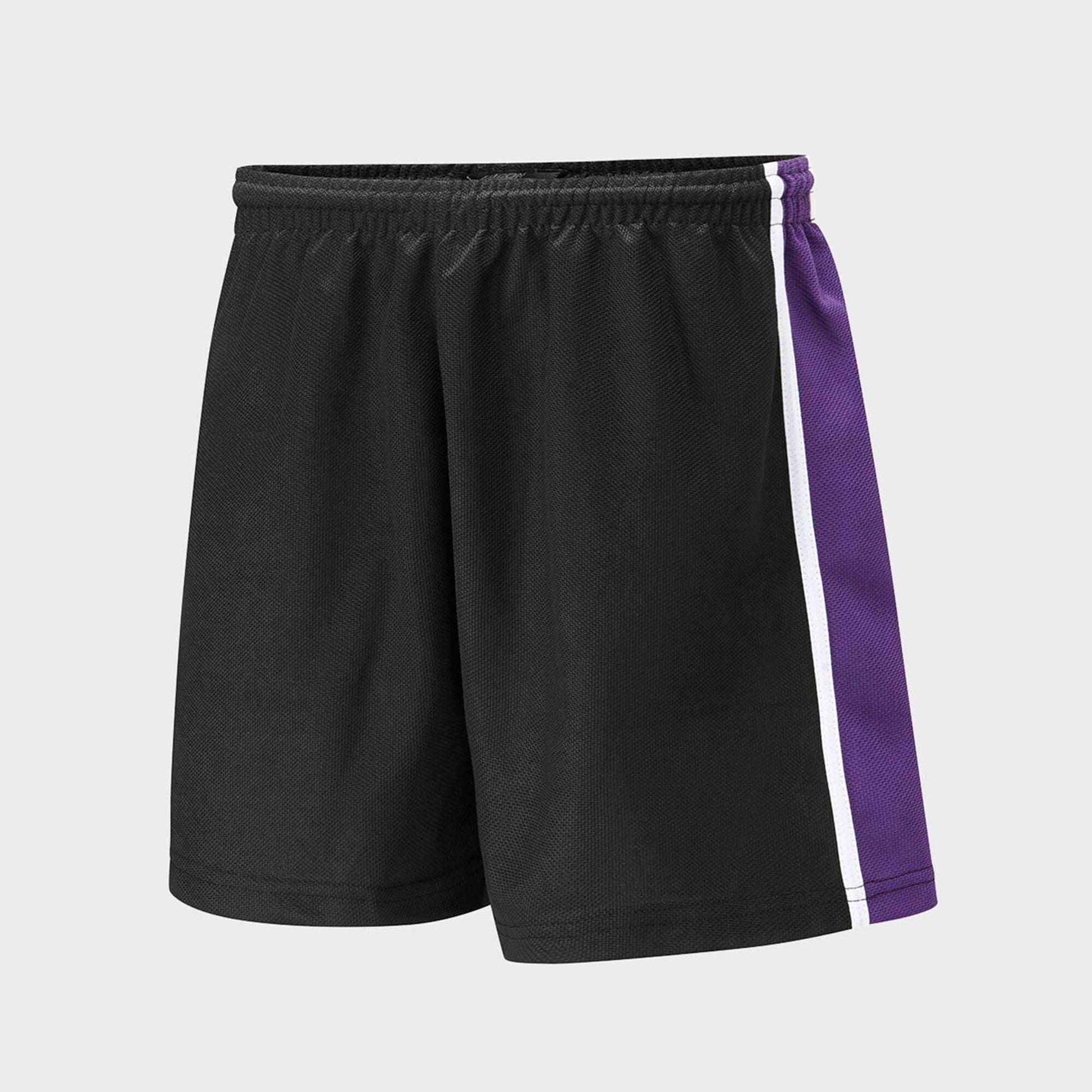 Falcon Men's Activewear Side Panel Shorts Men's Shorts HAS Apparel Black & Purple XS 