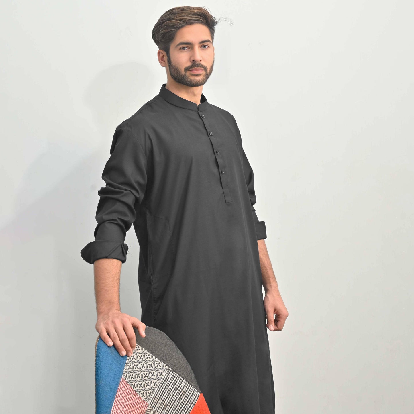 Tresor Men's Wash & Wear Stitched Shalwar Kameez Suit Men's Unstitched Suit AAF Black S