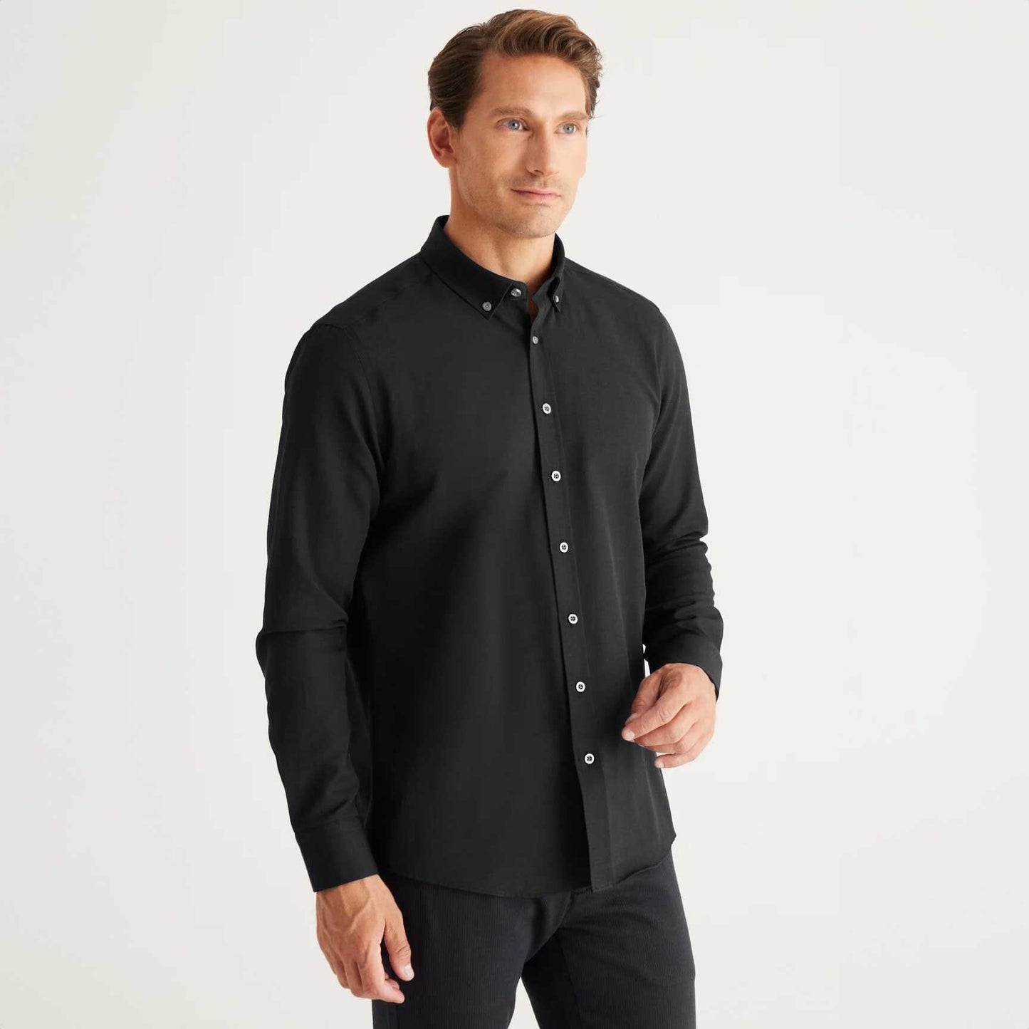 Eternity Men's Solid Design Vantaa Classic Casual Shirt Men's Casual Shirt ETY Black S 
