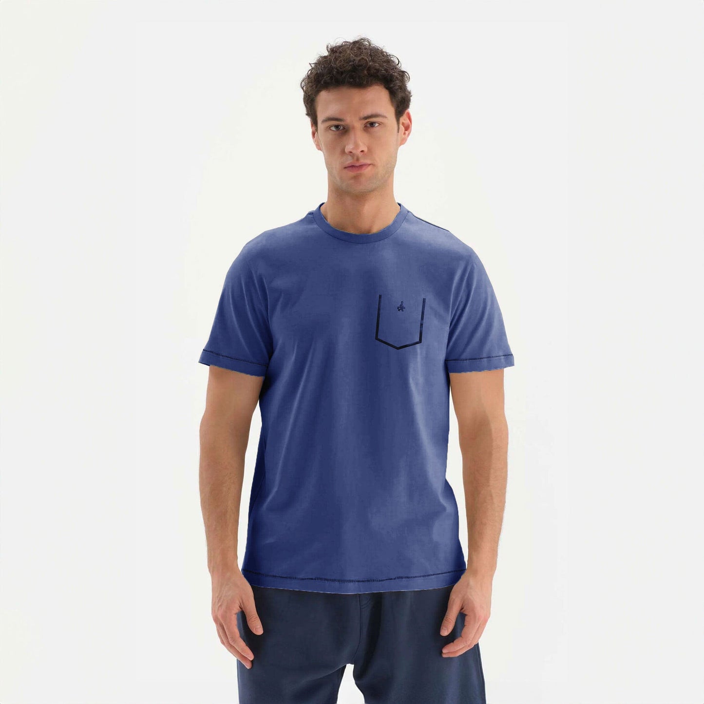 AH Men's Pocket Printed Style Classic Tee Shirt Men's Tee Shirt SZK Royal S