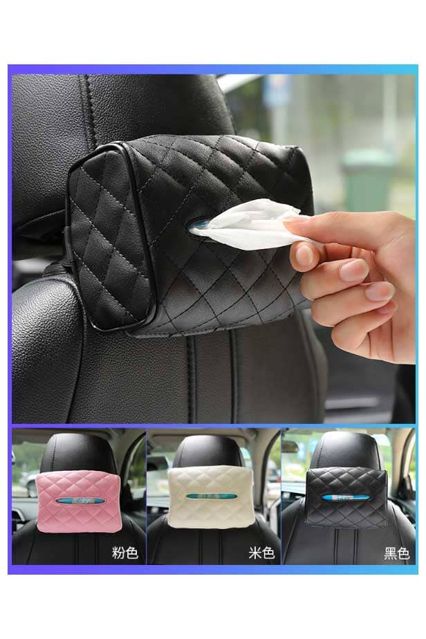 Back Hanging Car Seat PU Leather Tissue Box