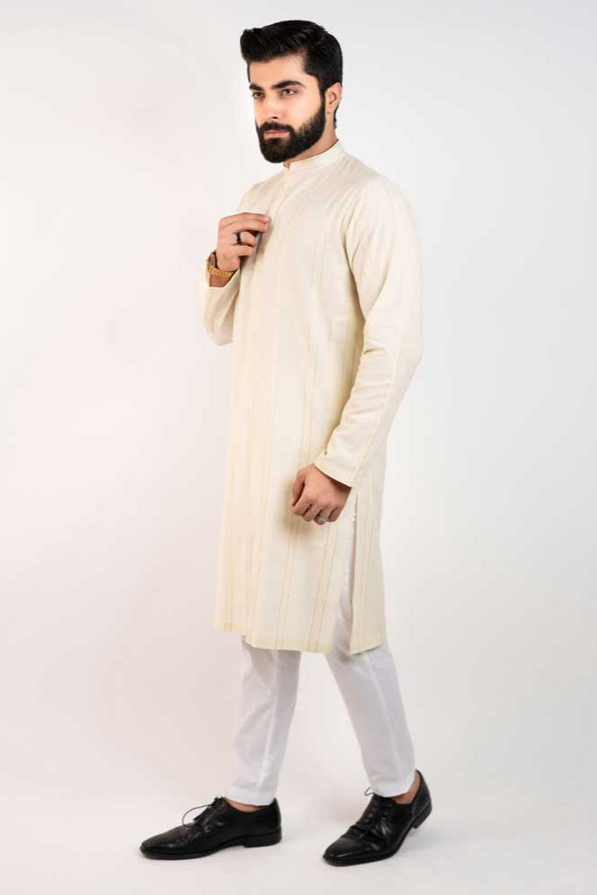 Hopio Men's Tiberias Mandarin Collar Stitched Fancy Kurta
